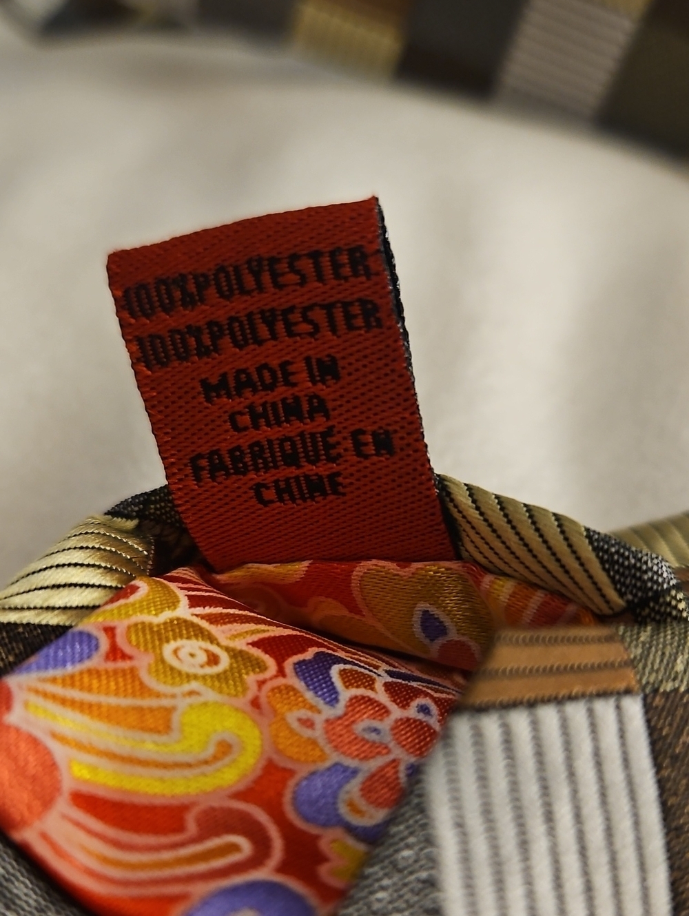 JOHN SPARKS Silver Brown and Yellow Psychedelic Geometric Basketweave Tie - Picture 9 of 9